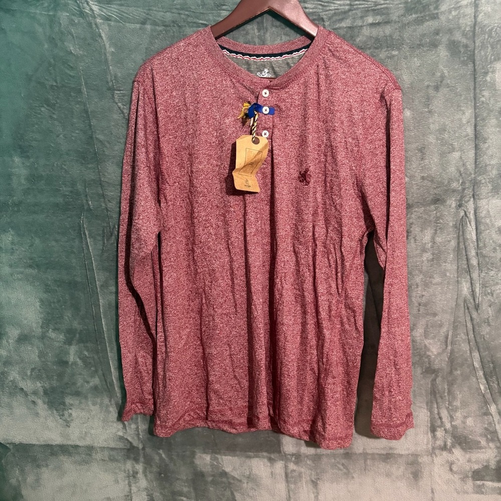 Rugby Shirt Mens Large Long Sleeve Henley Red brand New Preppy
